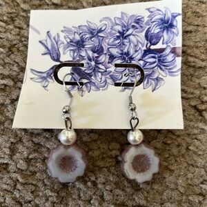 NEW Handmade Pink and White flower Earrings